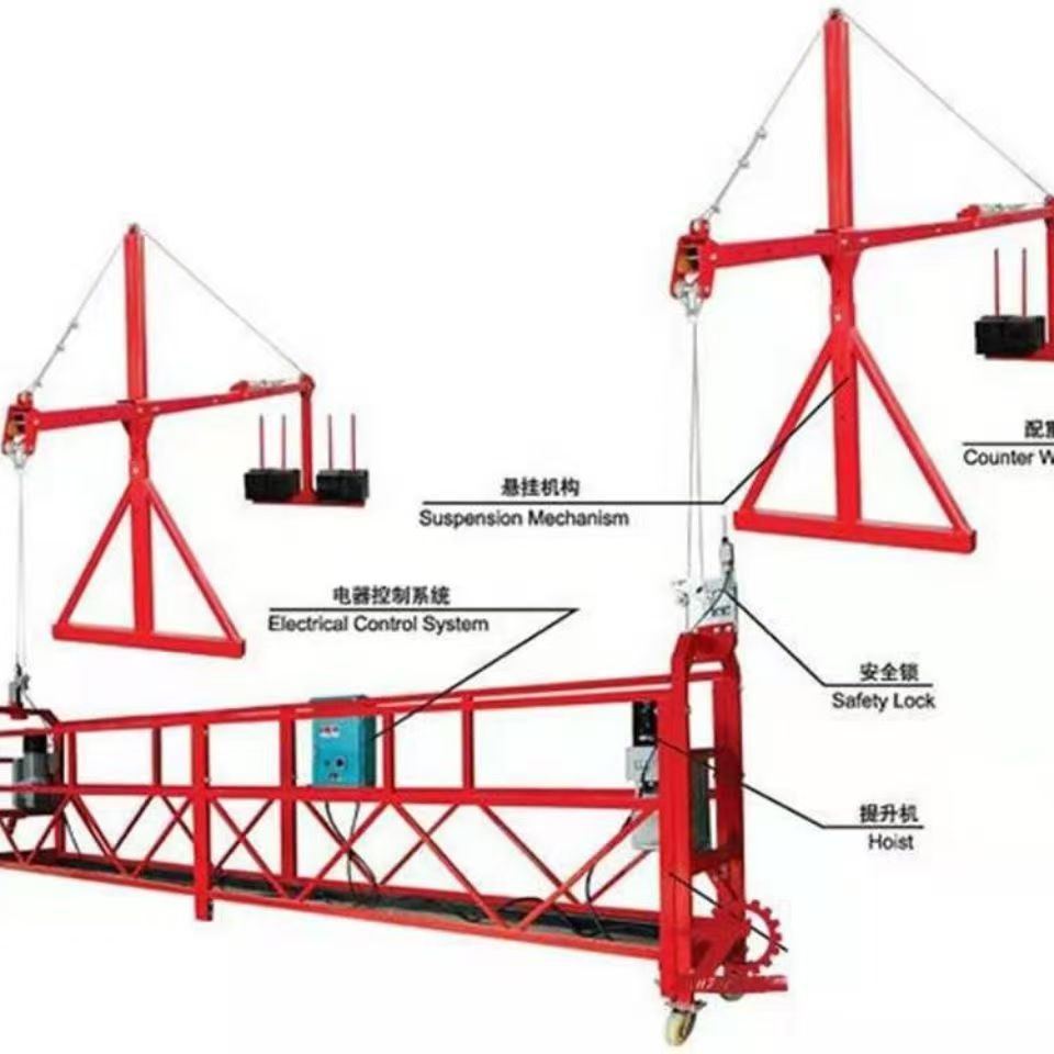 ZLP630 Panier galvanisé électrique Échafaudage mobile Plateforme de travail en hauteur Plateforme élévatrice suspendue grimpante Treuil électrique Panier d'échafaudage de toit 
